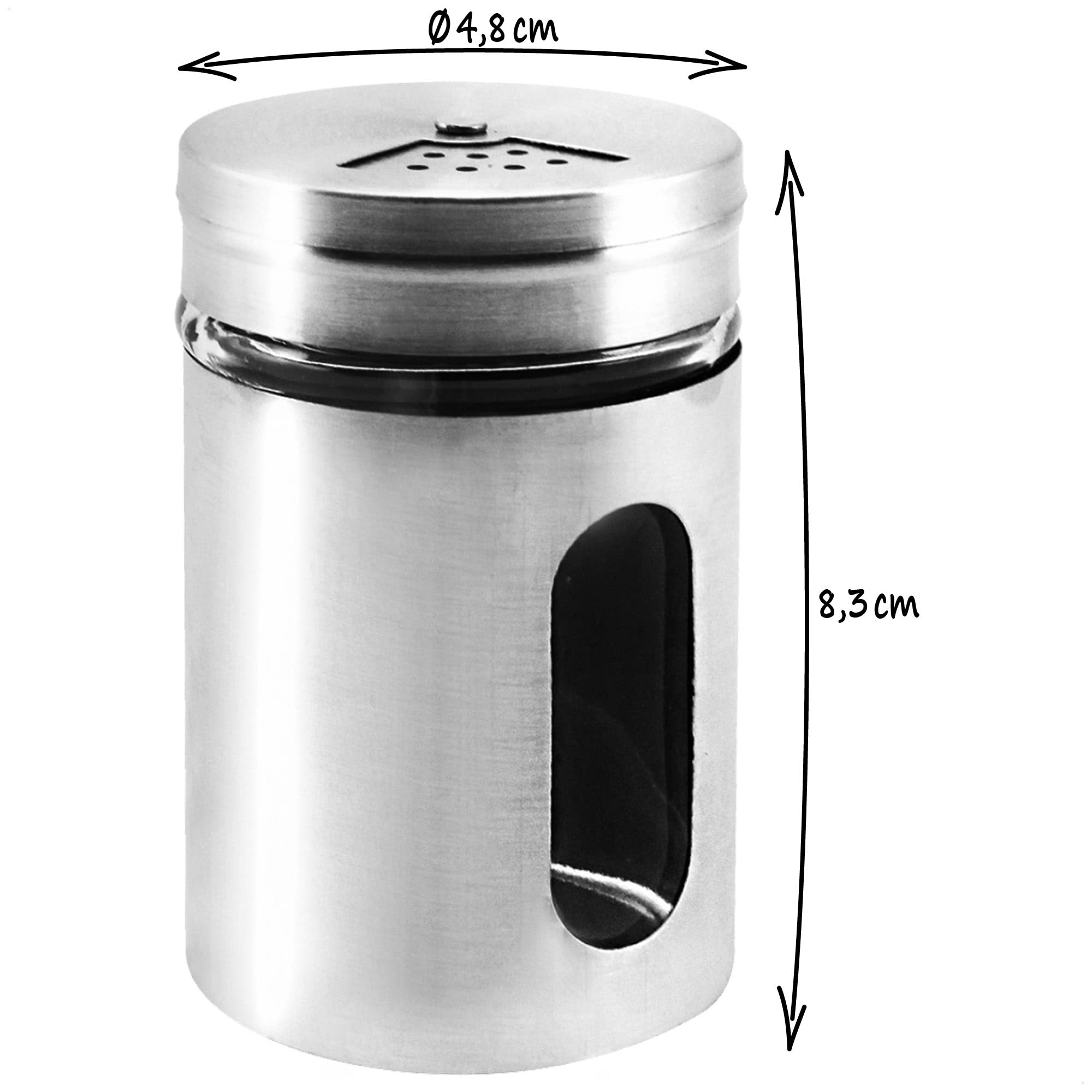 Set 6 Shaker Per Spezie In Vetro E Acciaio - Distributori Moderni Per Sale, Pepe Ed Erbe - Foto 5