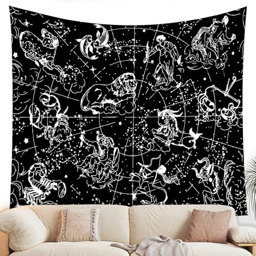 Dewocke Tapiz de Constelación 150x100cm Tapiz Colgante de Pared Tapiz Decorativo Pared Psicodélico Negro Tapiz Cielo Estrellado Grande Tapiz de Pared Póster de Tela para Dormitorio Sala de Estar