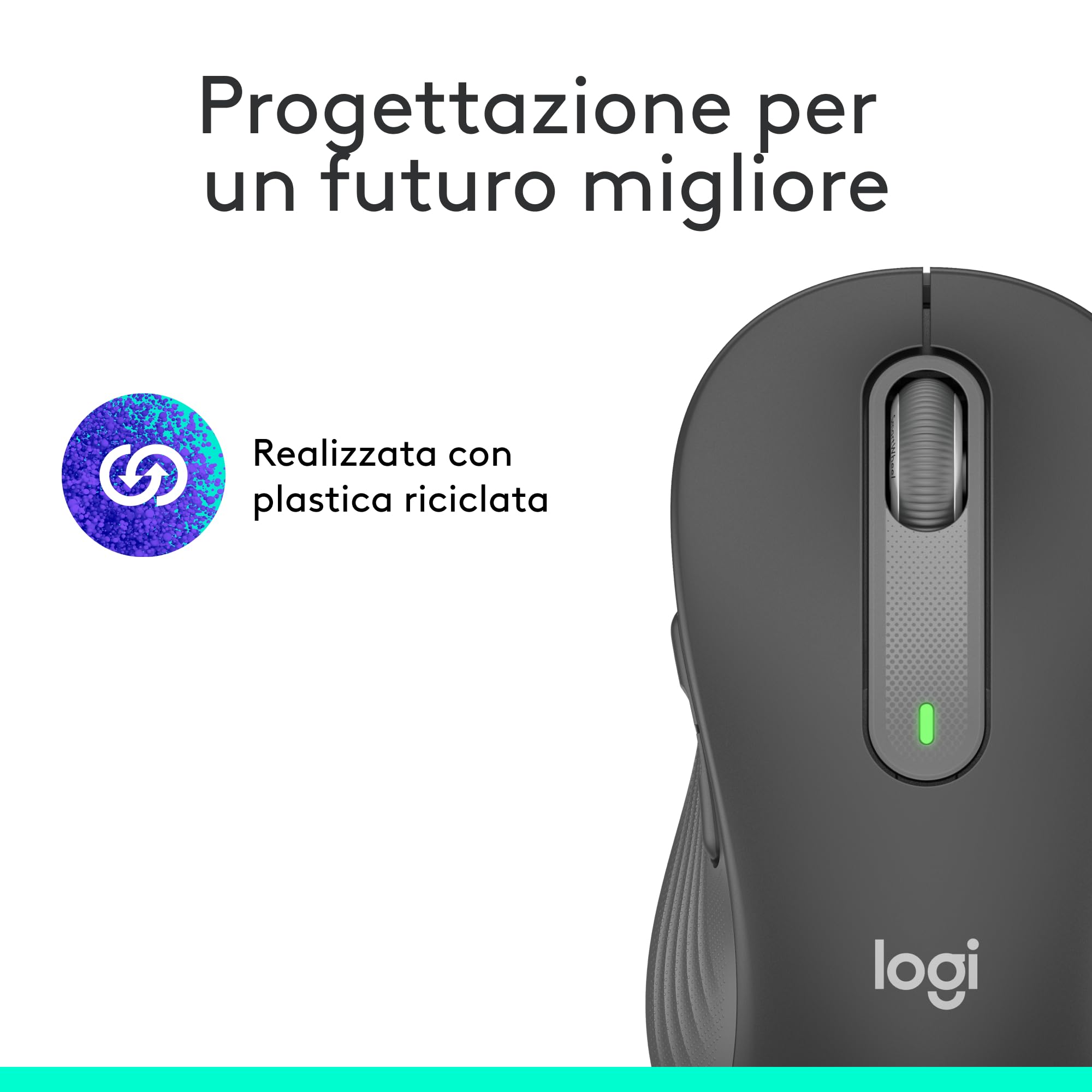Logitech Signature M650 L Mouse Wireless Bluetooth per Mani Grandi, Clic Silenziosi, Grafite