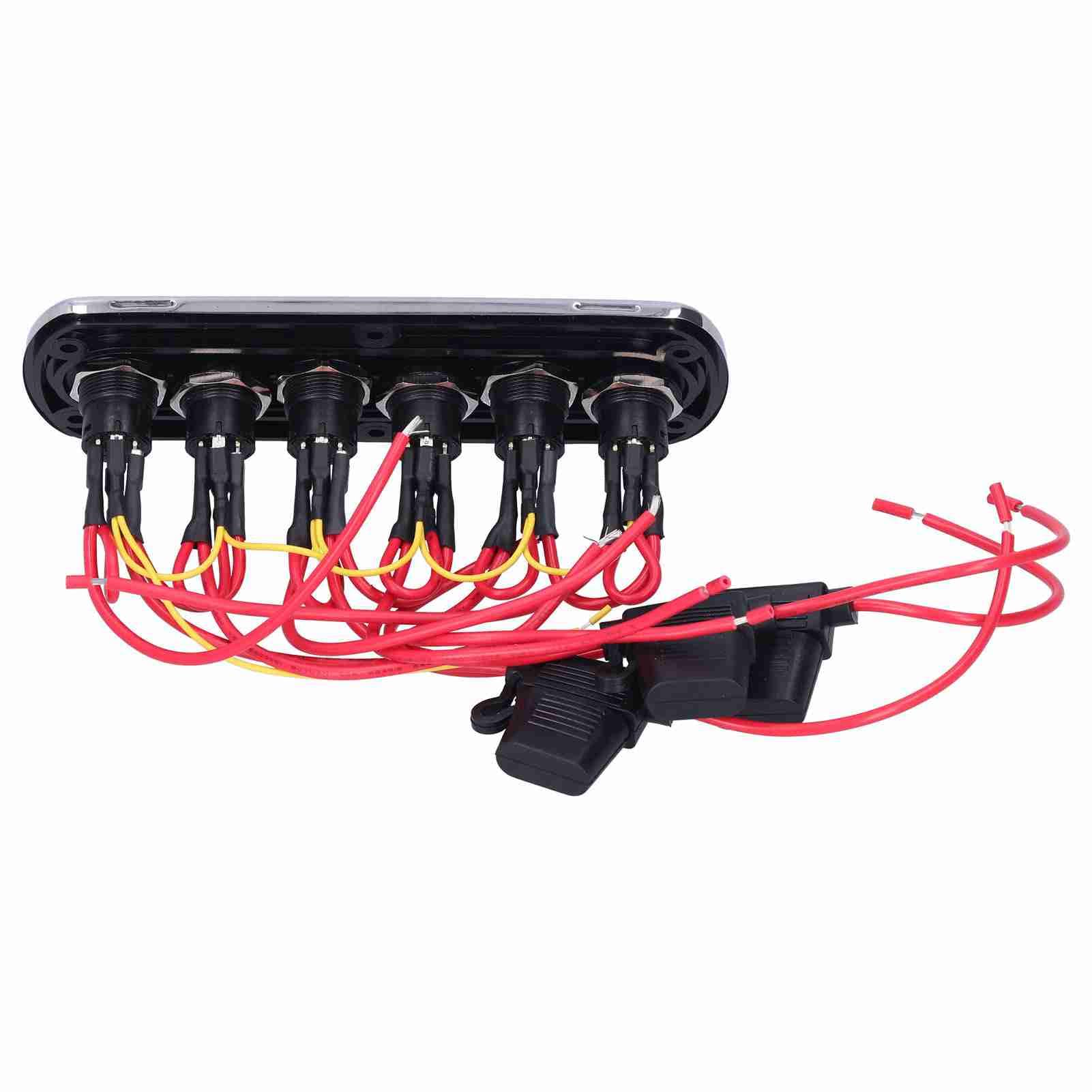 Dioche Panel de Palanca Botón Pulsador de Panel de Interruptor de Fibra de Carbono de 12 V 20 A con Retroiluminación LED para Yates y Vehículos Recreativos - Interruptor Basculante de Circuito IP66