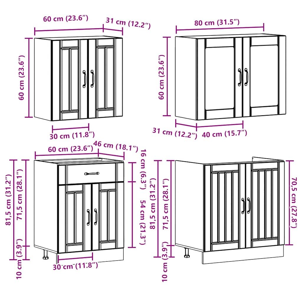 4-TLG. Küchenzeile Lucca Schwarz, modernes Küchenschrank-Set aus Holzwerkstoff & Glas, modulares Küchenmöbel-Set mit Unterschränken & Hängeschränken für viel Stauraum, 140 cm