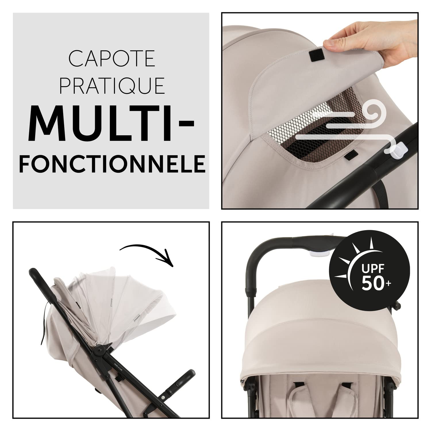 Hauck Poussette Compacte Travel N Care Beige 22 kg 6,9 kg UPF 50+