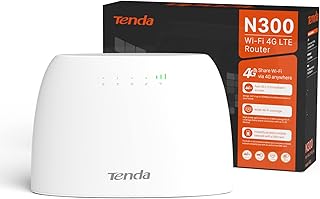 Tenda 4G03 300 Mbps 4G Mobile Wi-Fi Router, 4G Router with Sim Slot Unlocked, No Configuration Required, 2 Fast Ports, Internal Wi-Fi Antennas, UK Plug