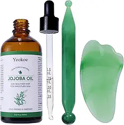 Yeokoe Óleo de jojoba puro prensado a frio não refinado Gua Sha para cabelos mais saudáveis, pele mais suave, base hidratante, 100 ml