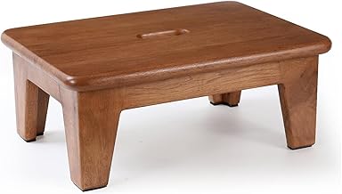 WOODAMIYA® 16 Inch Seating Stool for Guest, Wooden Seating Stool for Livingroom, Solid Wood Bathroom Stool, Affordable Wooden Seating Stool for Home l Rustic Teak Finish