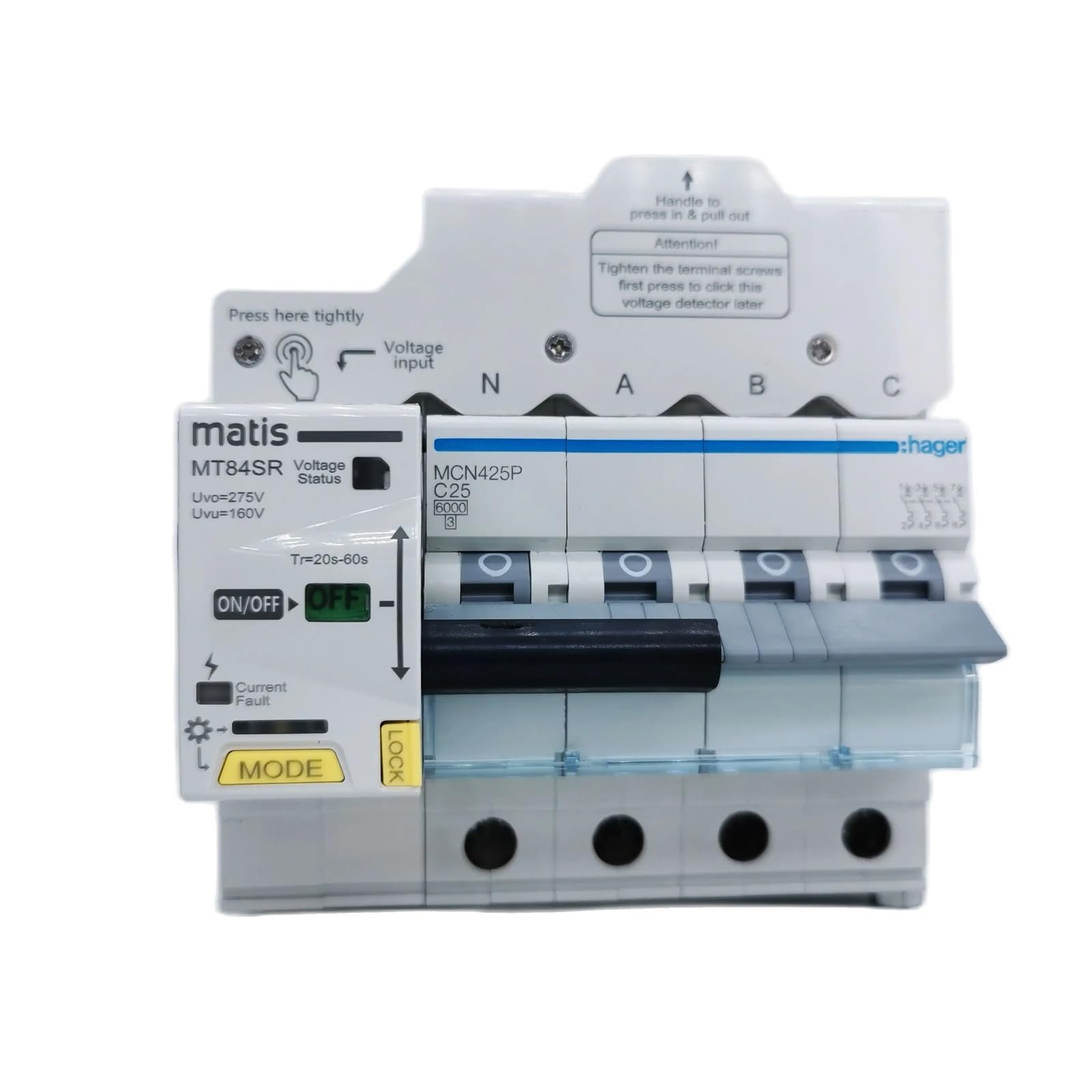 SFJSFIMQ MT84SR Technology Over Under Voltage Protection Automatic recloser with 4P C25 MCB Breaker(40A,2)