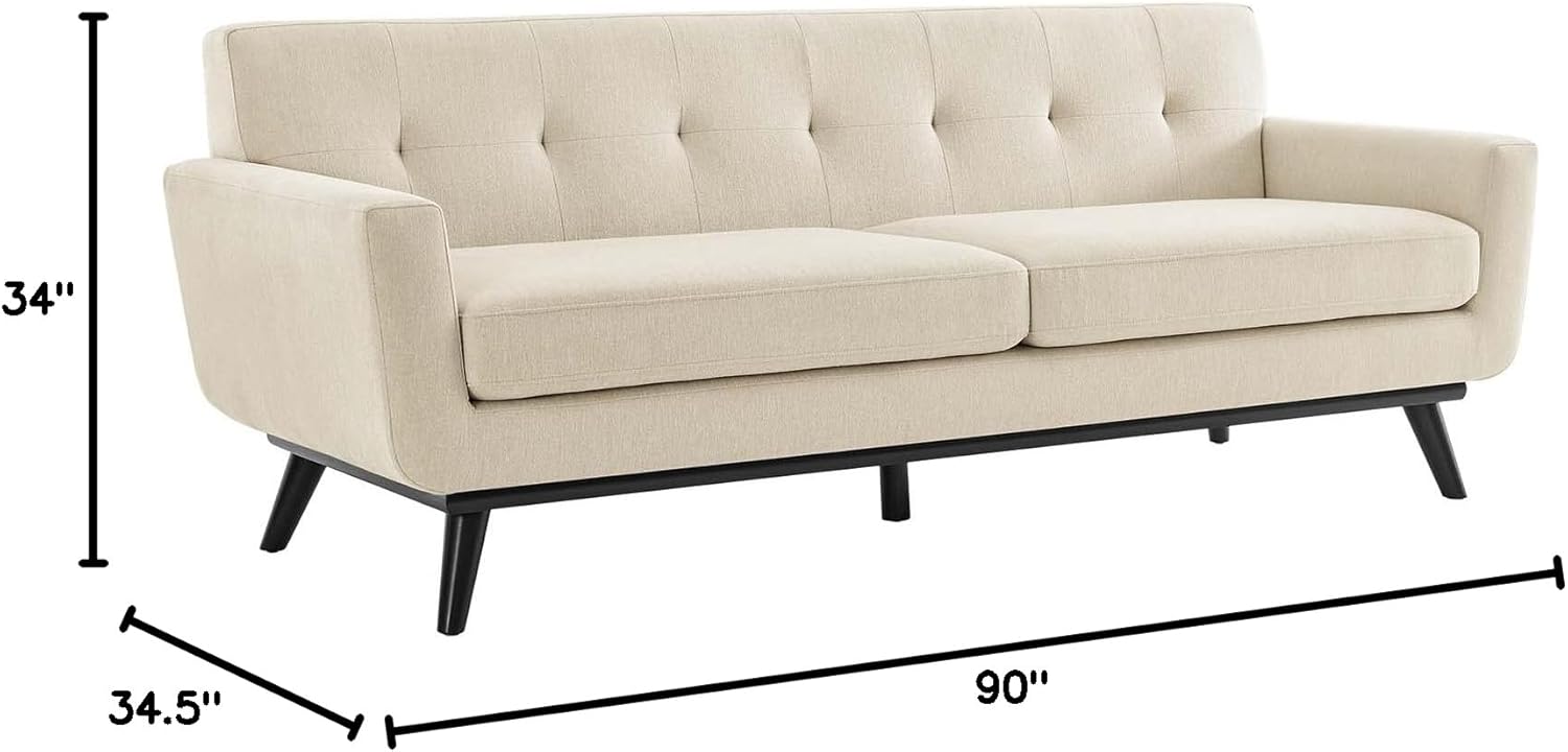 Modway Engage Modern Tufted Back Textured Fabric Sofa in Beige