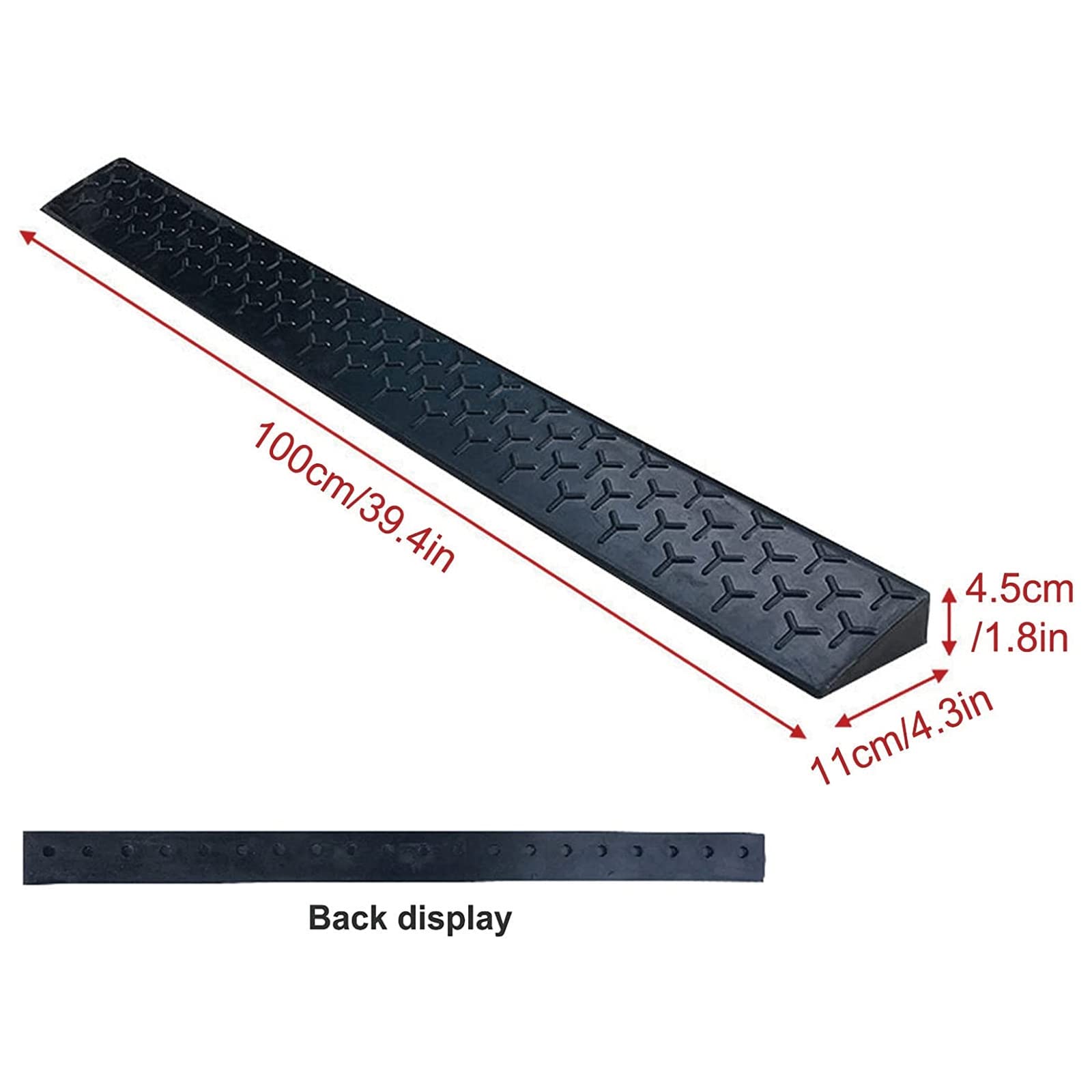 ZTZBFGM Solid Rubber Threshold Ramp for Doorways, Heavy Duty Anti-Slip Wheelchair Ramp Cuttable Outdoor Step Curb Ramp Wheelchairs Ramps for Driveways, Steps, Stairs,100x11x4.5cm
