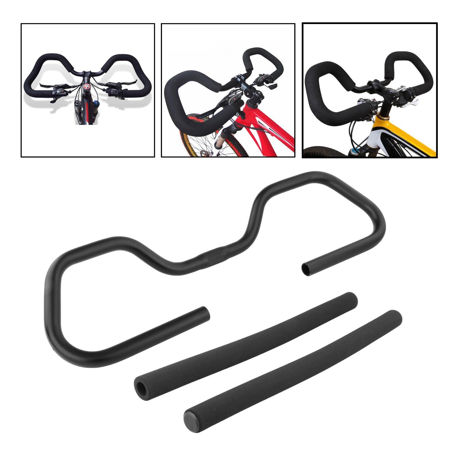 Manillar de 25,4 x 600 mm con forma de mariposa para trekking, bicicleta de turismo, bicicleta de carreras, color negro arena, 59,9 cm