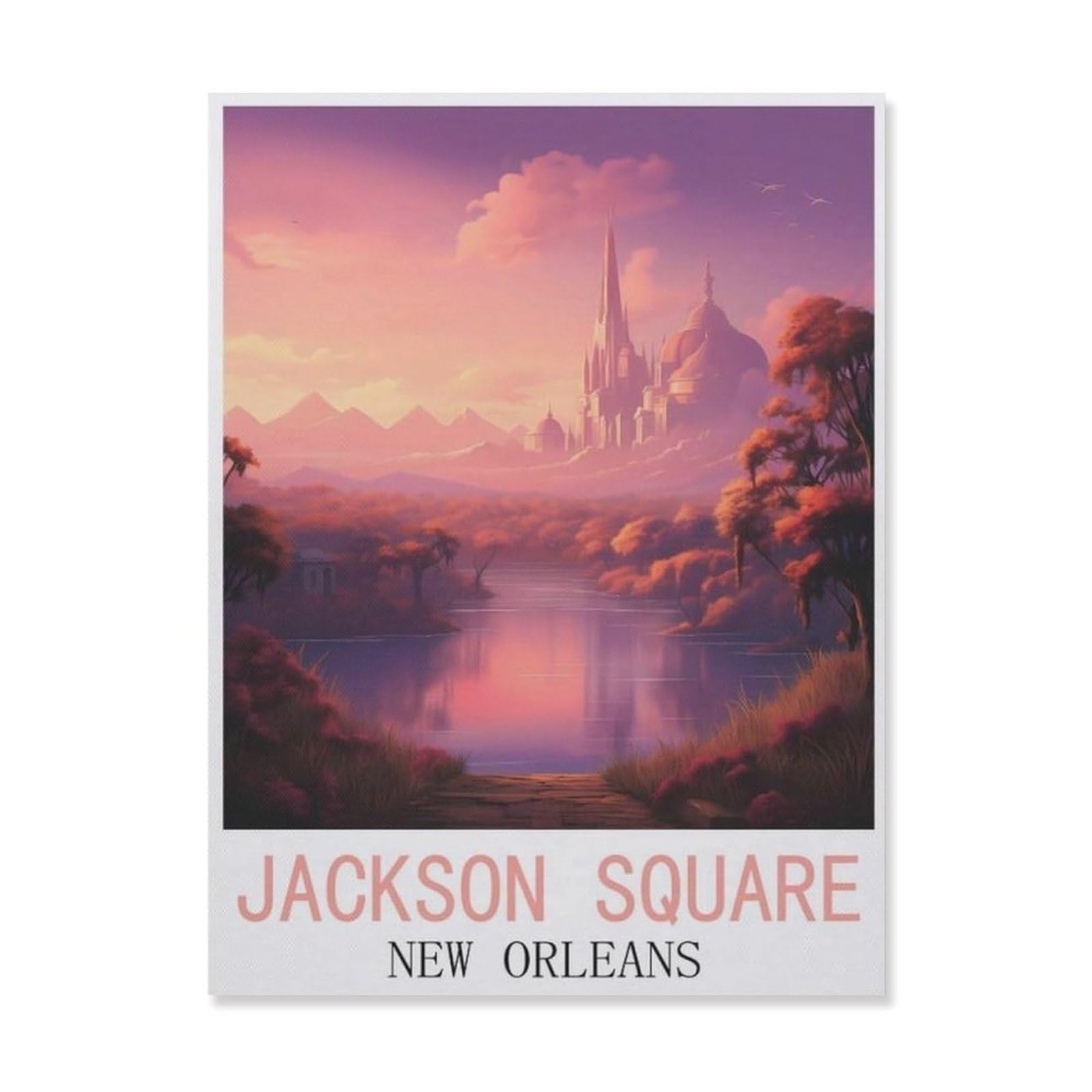 Holzpuzzle Puzzle 1000 Stück，Jackson Square, New Orleans，Lernspielzeug Für Erwachsene Geburtstagsgeschenk Dekoration（75x50cm）-FK97