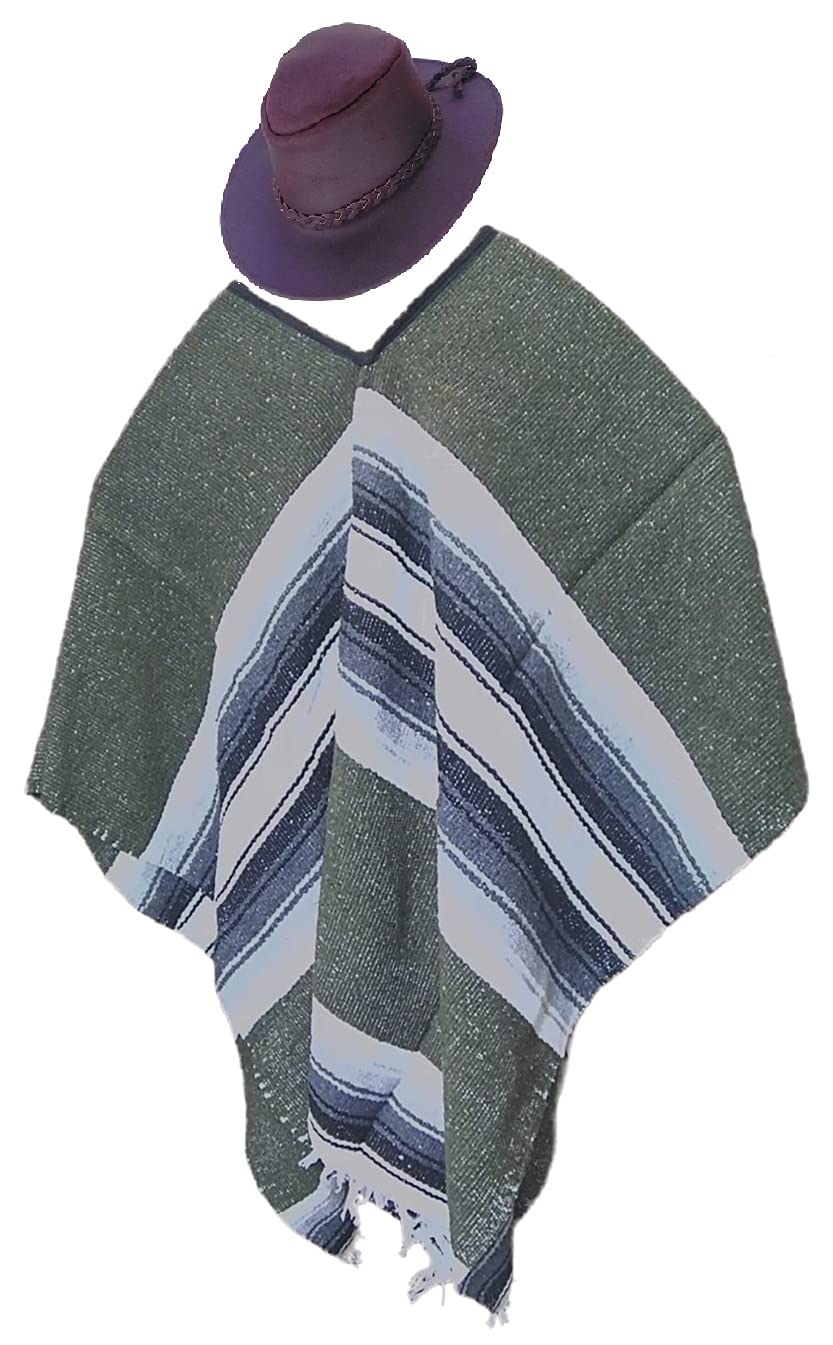 Sharpshooter Clint Eastwood Good Bad Ugly Brown Cowboy XL Hat & Green Poncho Set