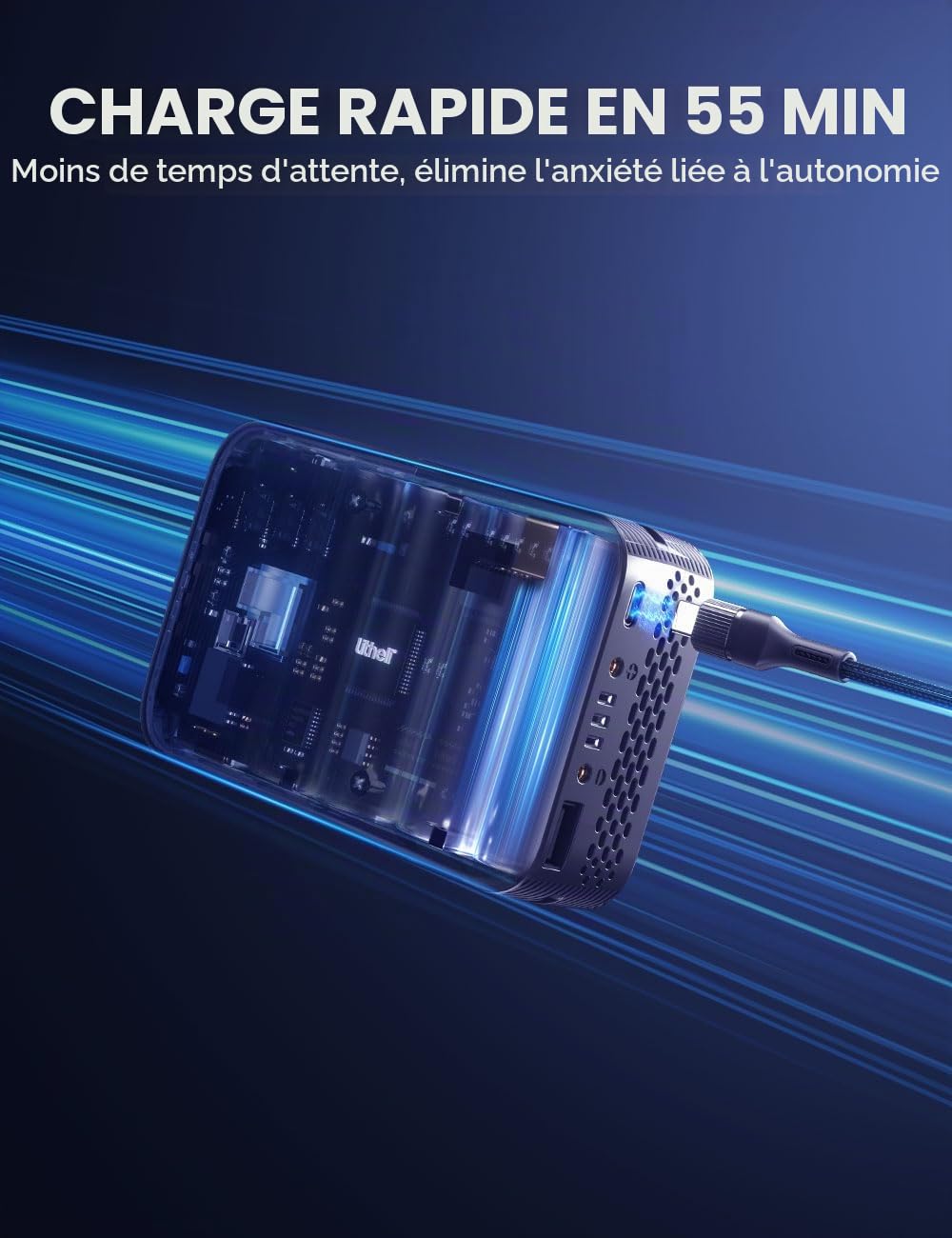 Litheli Batterie de rechange 20 V, 10 000 mA au lithium U20 Power Tools et équipement d'alimentation d'extérieur