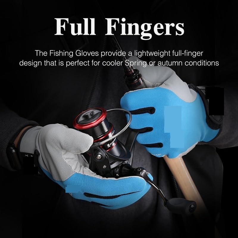 Gants résistants aux coupures, Gants de pêche à doigts longs, 3 doigts coupés, randonnée en plein air, pagaie, aviron, antidérapants(3 Cutting Blue)