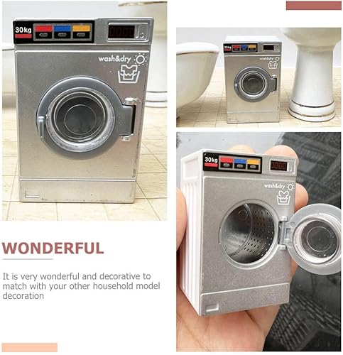 Miniatura 7 de Zerodeko Muebles para niños, 1 unidad, modelo de lavadora de simulación, lavadora en miniatura para, muebles de lavandería, decoración de oficina