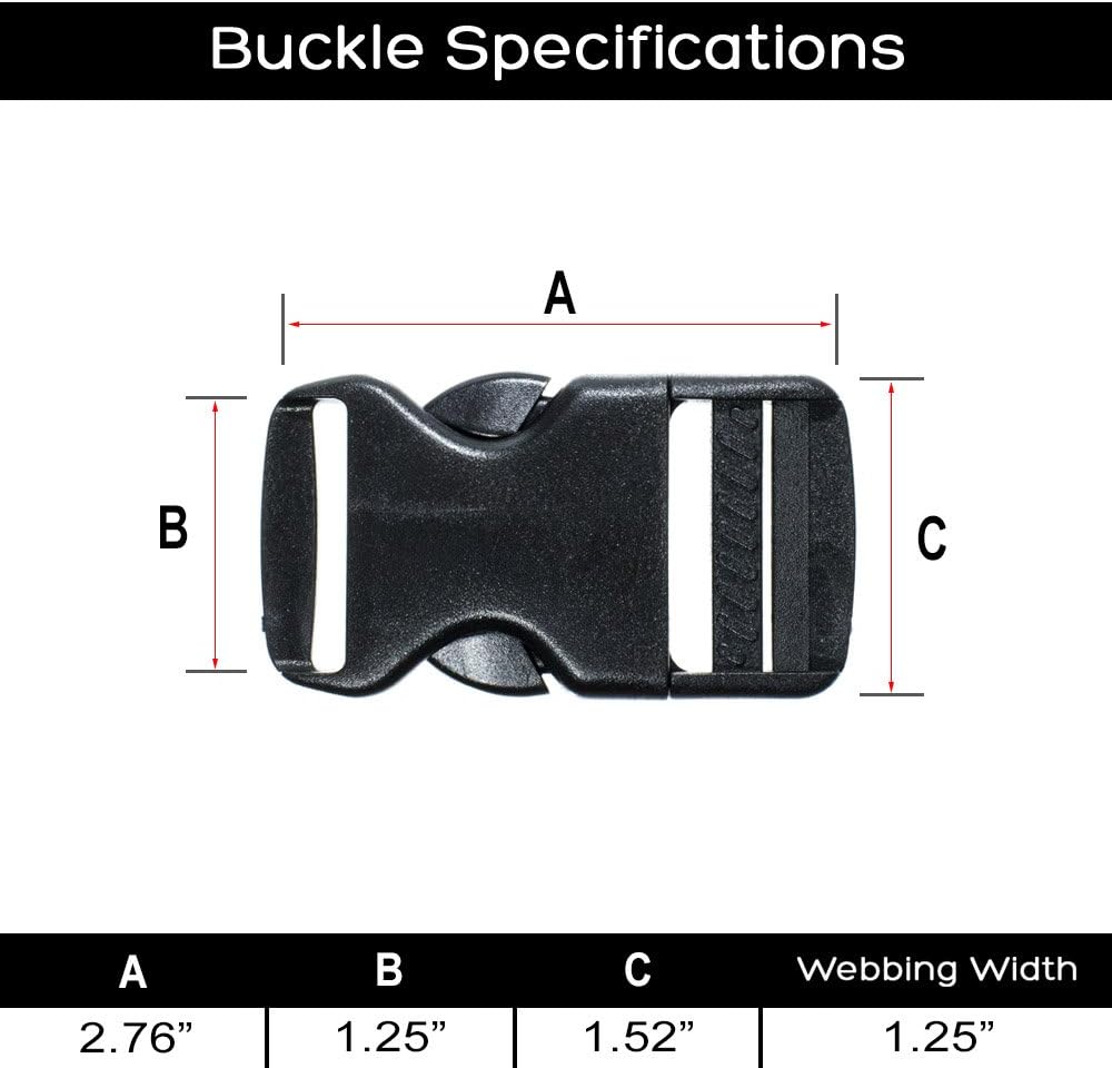 15 Pack 1.25 Inch Side Quick Release Plastic Black Buckles
