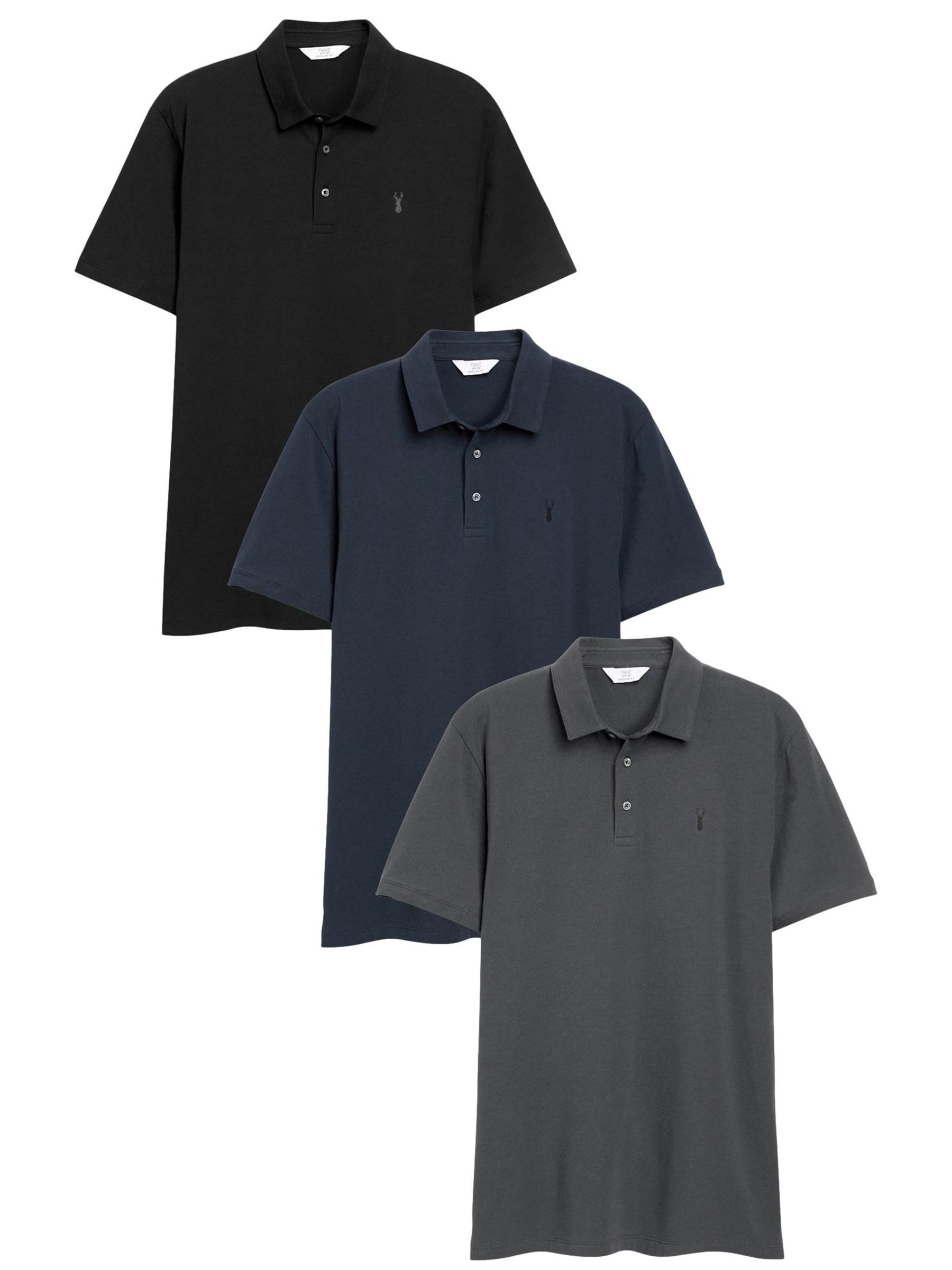 NEXT Hombres Pack de 3 Polos de Punto de Manga Corta y Corte estándar