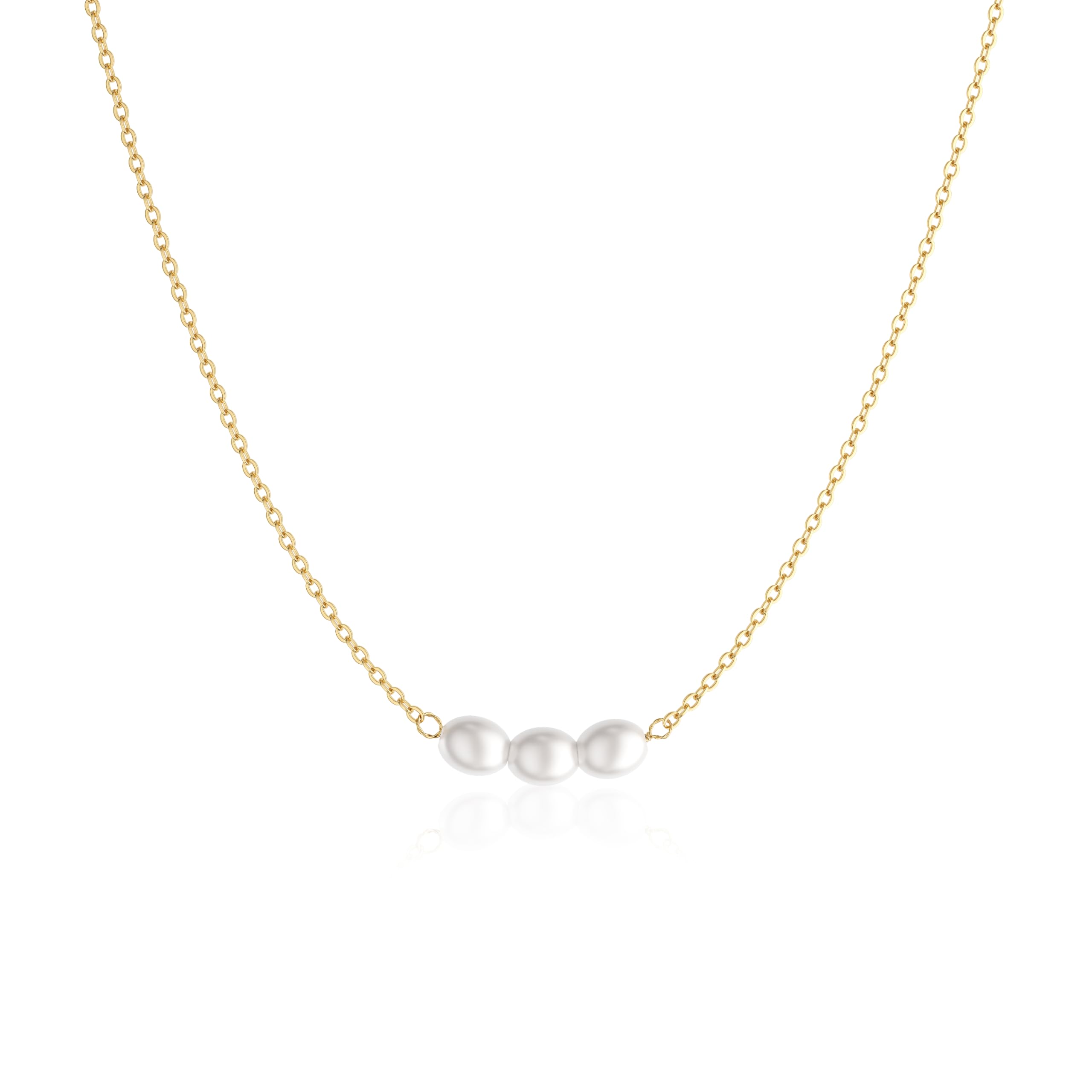Tewiky Pearl Necklaces for Women, Dainty Gold Necklace 14k Gold Plated Single Pearl Necklace Simple Pearl Choker Necklaces for Women Trendy Cute Gold Necklace Jewelry for Women