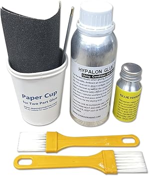 Seamax 2-Part HYPALON Professional Marine Adhesive Repair Kit 280g for Inflatable Boats, Rafts, Dinghies, Tubbing, SUPs, Supply Multi-Color Material Grey, Dark Grey, Red, BK