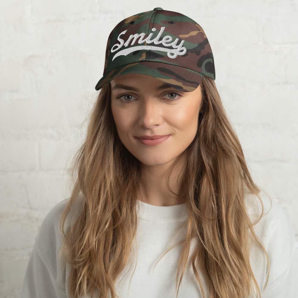 Smiley Hat Smiley Baseball Hat Personalized Custom Last Name Cap Family Name Headwear Surname Cap Gift Unisex Adjustable