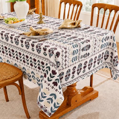 Image of Amazon Brand - Umi Super Soft Brushed Microfiber Cotton Dining Table Cloth, Printed Rectangular 6 Seater Table Cover 60X90(Inches)