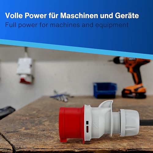 REV CEE-Stecker, 400V, 32A, 5-polig, 3Ph+N+PE, wasserdicht IP44, rot
