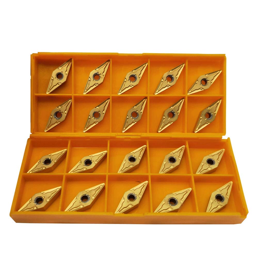 GBJ 20pcs VNMG332-MA VNMG 160408-MA 35° Carbide Inserts Tool Turning Insert Suitable for Machining Steel Stainless Steel Parts on MVJNR/L Turning Holder (VNMG332)