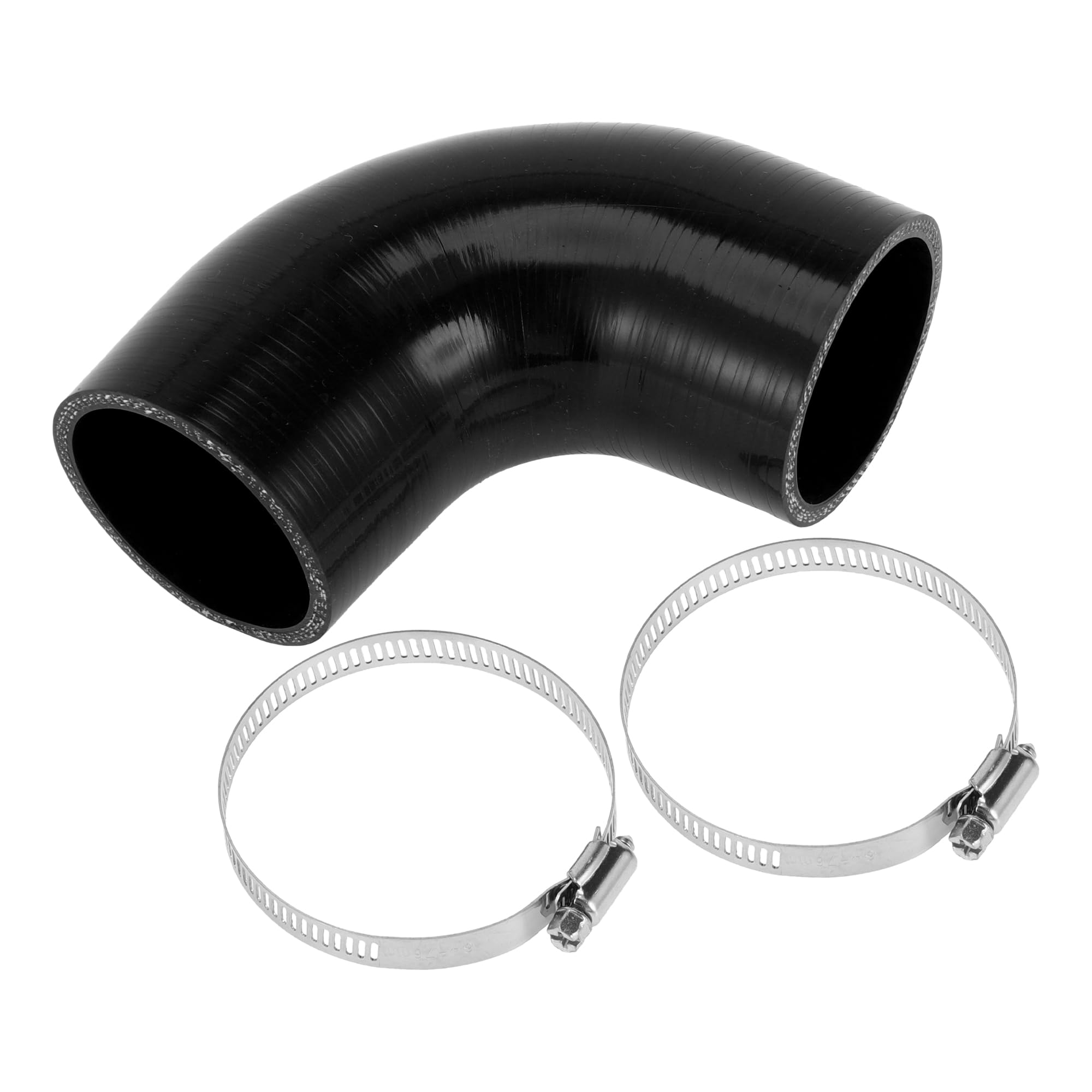 A ABSOPRO 1 Set 60mm/2.36" ID 90mm/3.54" Length 90 Degrees Black Car Silicone Hose with Clamps Coolant Hose Universal