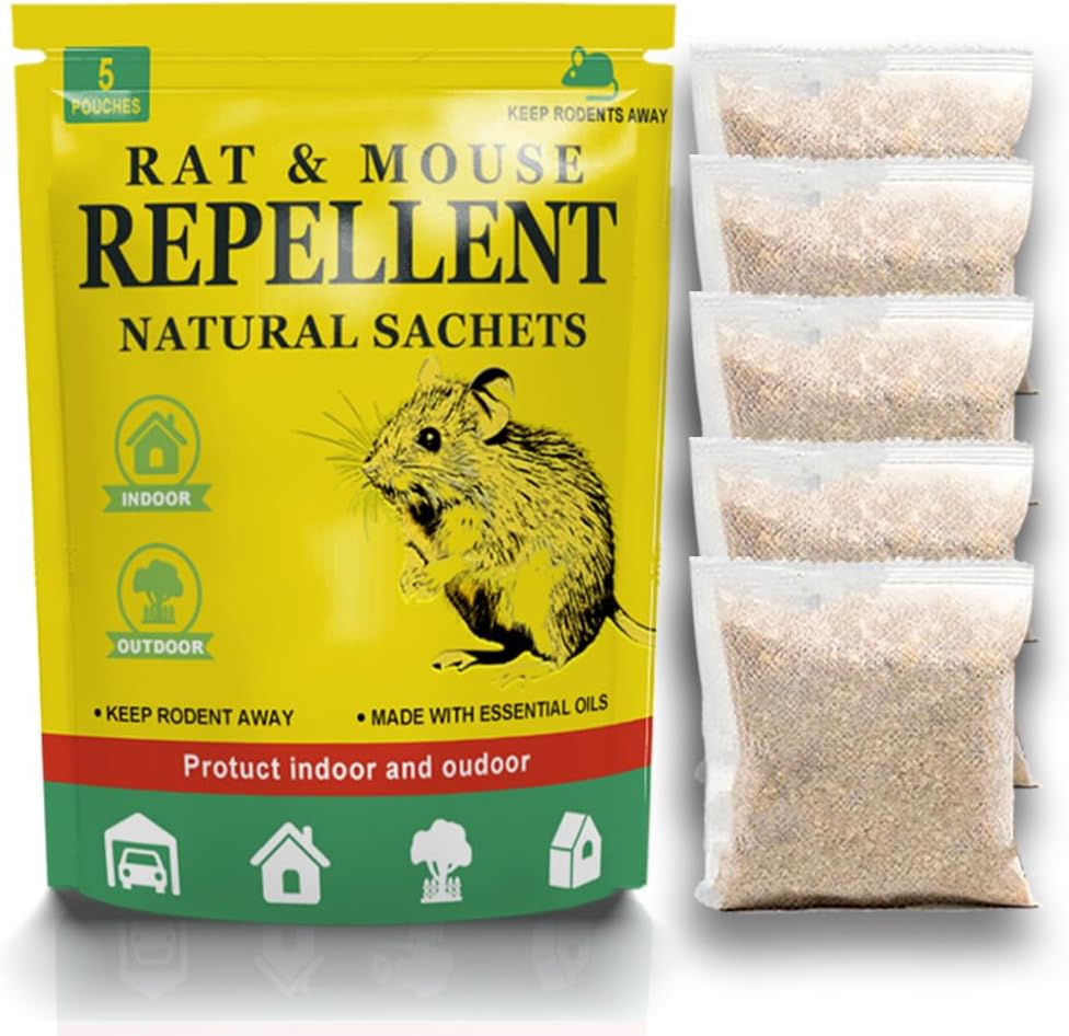 dasWagen 5 Pack Rat & Mouse Repellent, Natural Peppermint Oil Rat Repellent, Control Anti Mice Better Than to Mouse Trap - Rodent Repellent Sachets for Indoor Outdoor