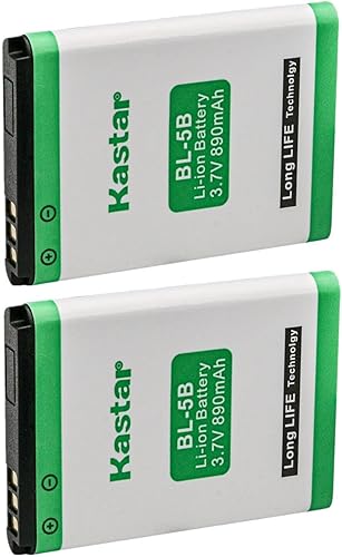 Kastar BL-5B - Paquete de 2 baterías de repuesto para GPS Tracker GT102 TK102, Vertu Constellation RM-267v RHV-8, Nok 5300 XpressMusic, XTHINN-12V