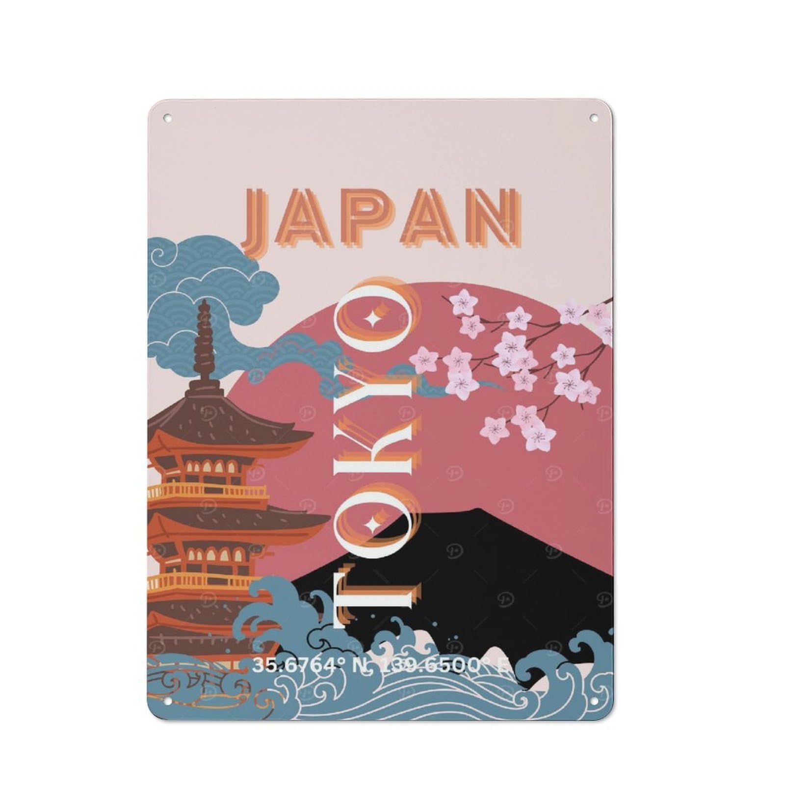 Junmoney Style-22 Metal Wall Sign 40X30cm Featuring Japan And Tokyo Travel For Workshop Wall, For Vintage Wall Decor Fans, For Kitchen And Home Bar Decor