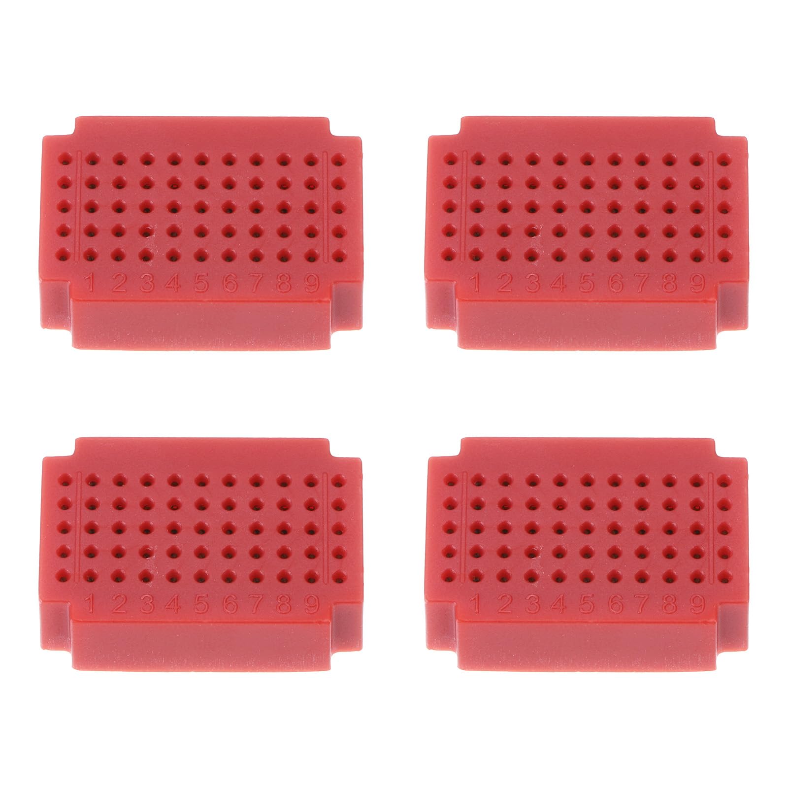 PATIKIL 4pcs Mini Breadboard, Solderless Breadboard Small Breadboard 55 Tie Points Prototype PCB Bread Board Electronics Kit Plates, ZY-55, Red