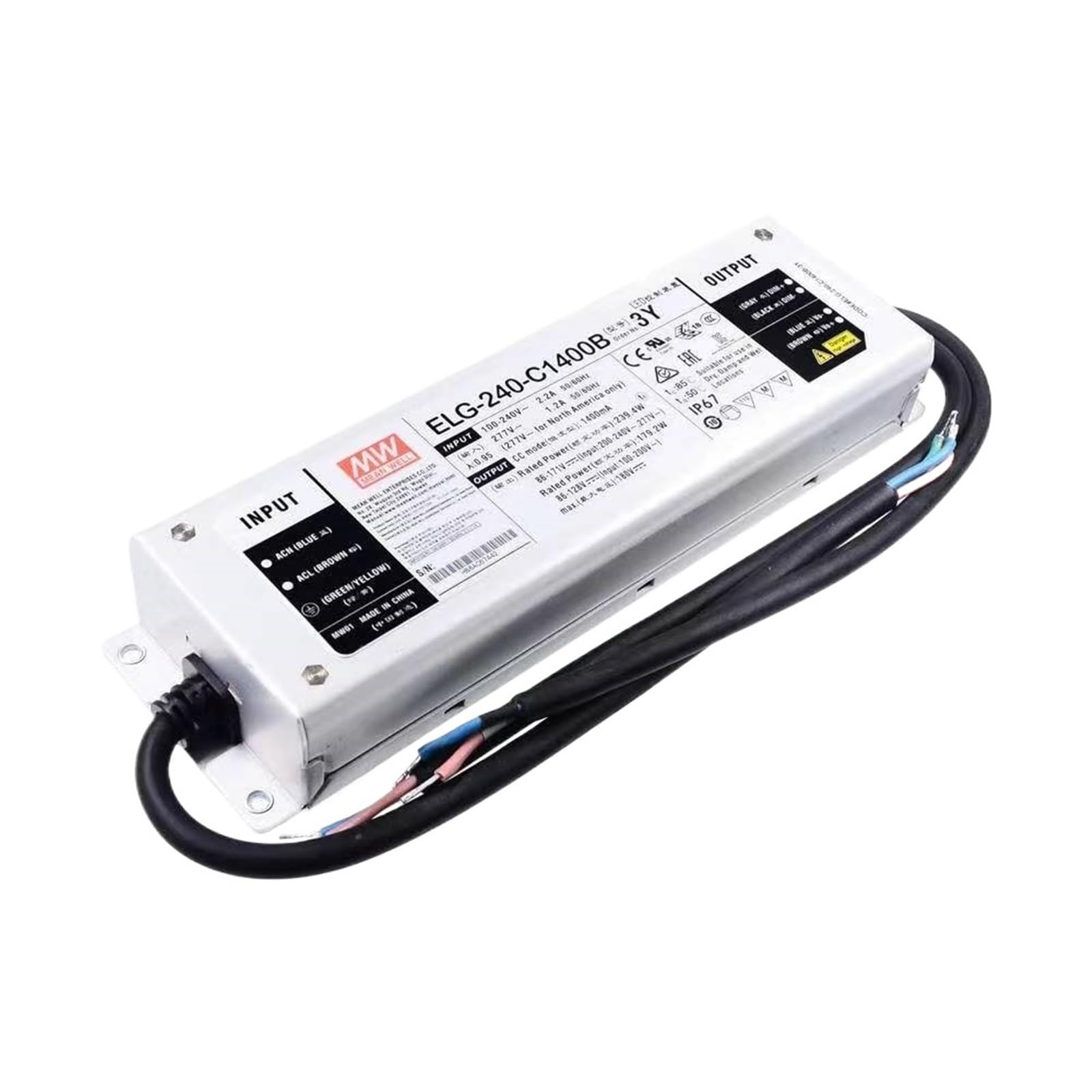 Fcarumiqp Elg-240-C1750b-3Y Elg-240-C700/1050/1400/1750/2100B-3Y Single Output With Pfc Function Constant Current Led Driver 3 In 1 Dimming Ip67(Elg-240-C1750b-3Y)
