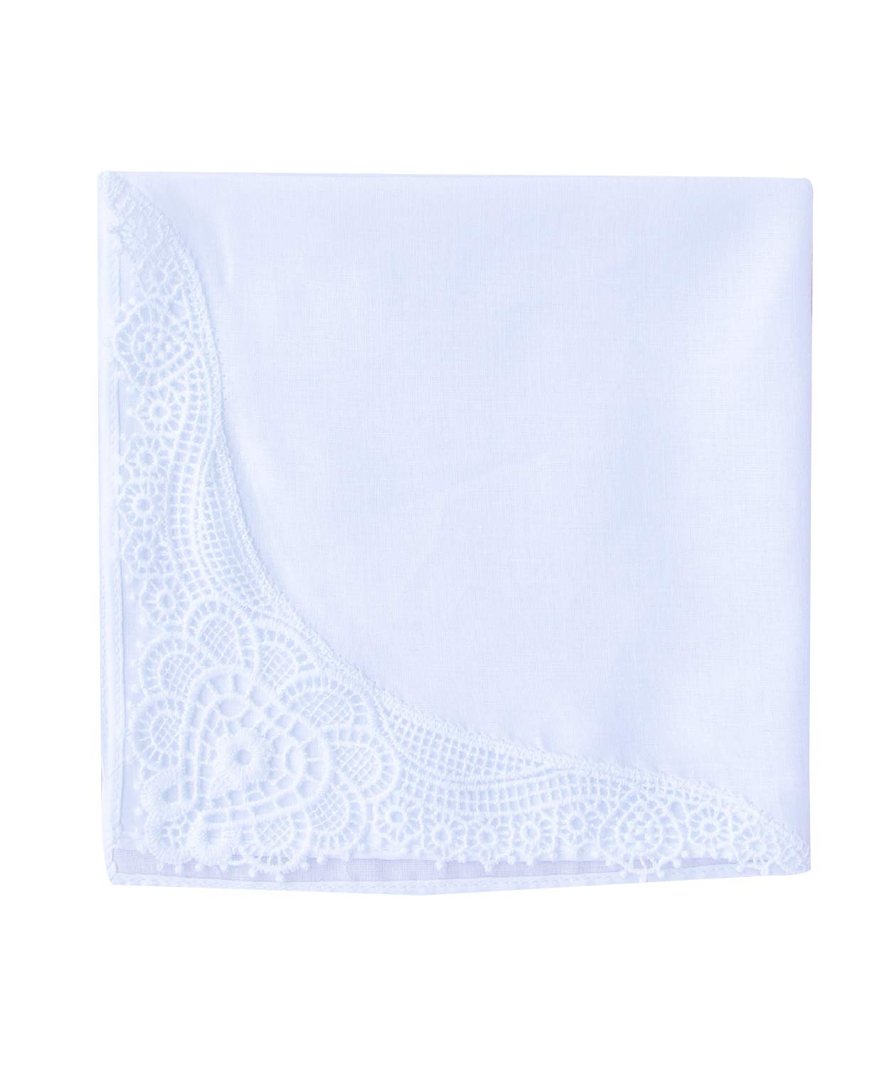 6 Pack of Ladies Embroidery Cotton Handkerchiefs Lace Wedding Hankies