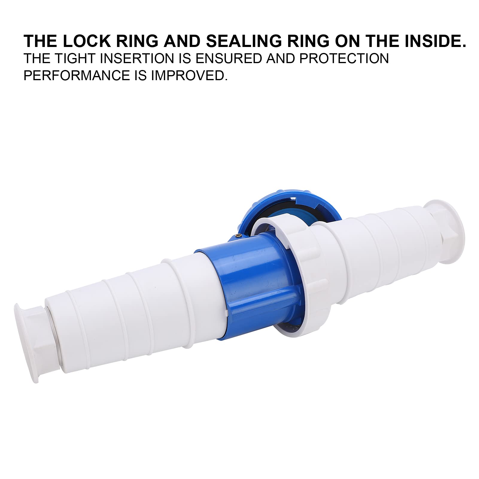 Couplage du connecteur CEE, bouchon de camping et embrayage, 3 Poly 220-250V 63A 6H IP67, 2 en 1 Adaptateur de courant Strong Blue pour le camping-car Caravan.
