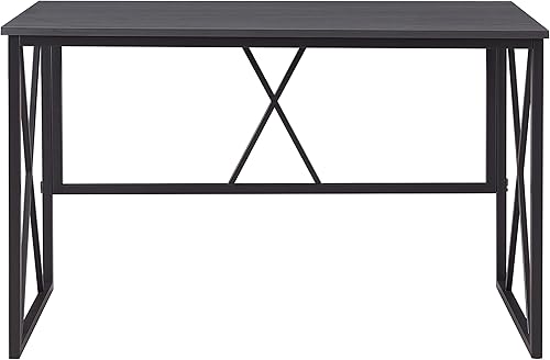 Miniatura 4 de Leick Home 70002-BLKNK X - Escritorio plegable para computadora, diseño moderno de espiga gris/negro mate