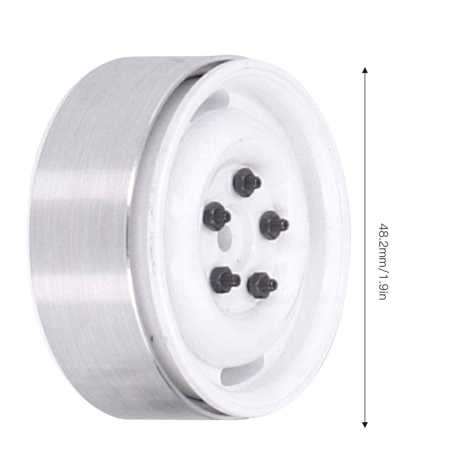 plplaaoo Cubo de Rueda RC CNC, neumático Negativo de Metal, Juego de 4 Uds. para SCX10 TRX4 TRX6 D90 1/10 Coche trepador de Control Remoto, Blanco Duradero, 1,9 Pulgadas