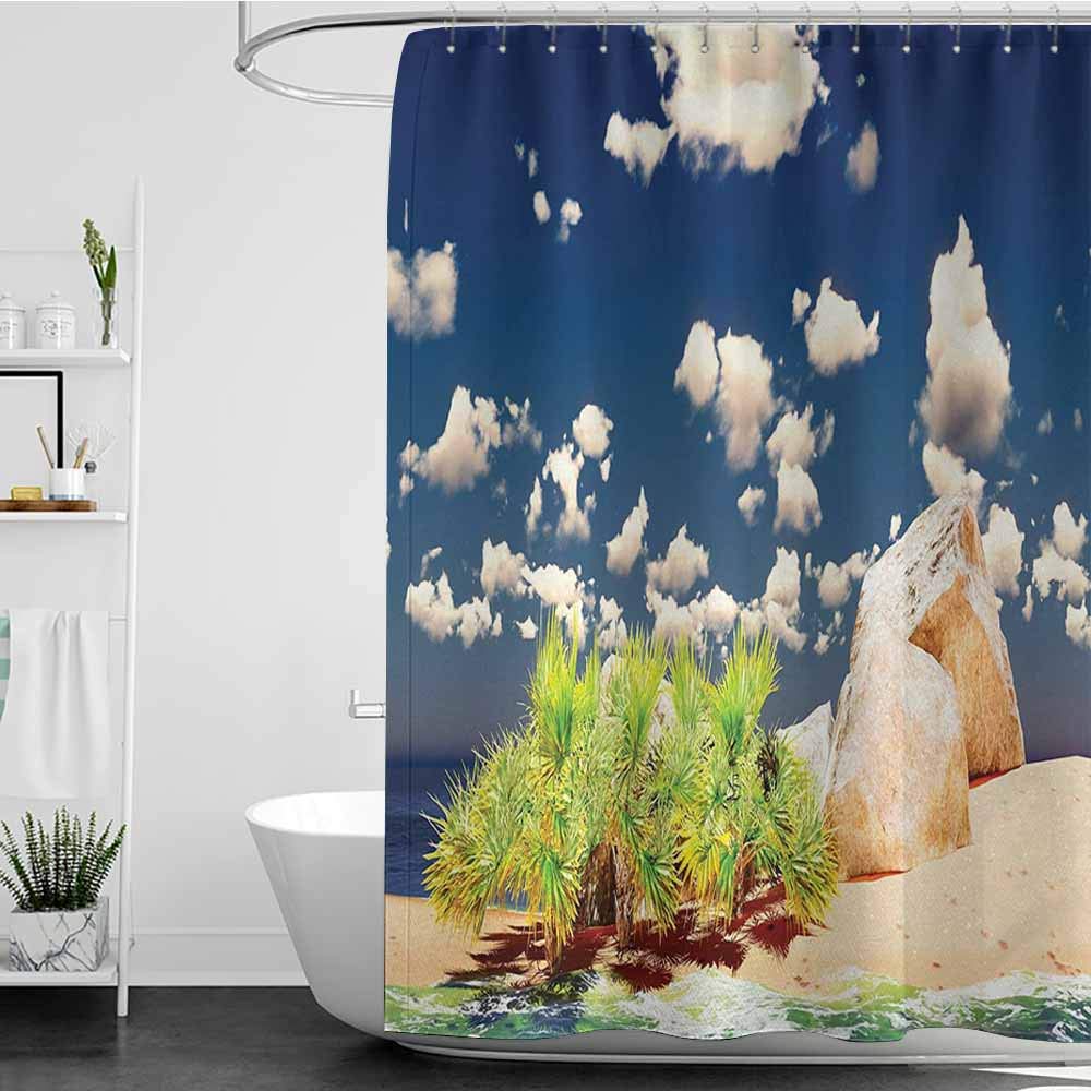 Buy SKDSArts Shower Curtains rods Curved Island,Dreamy Cloudy Sky in