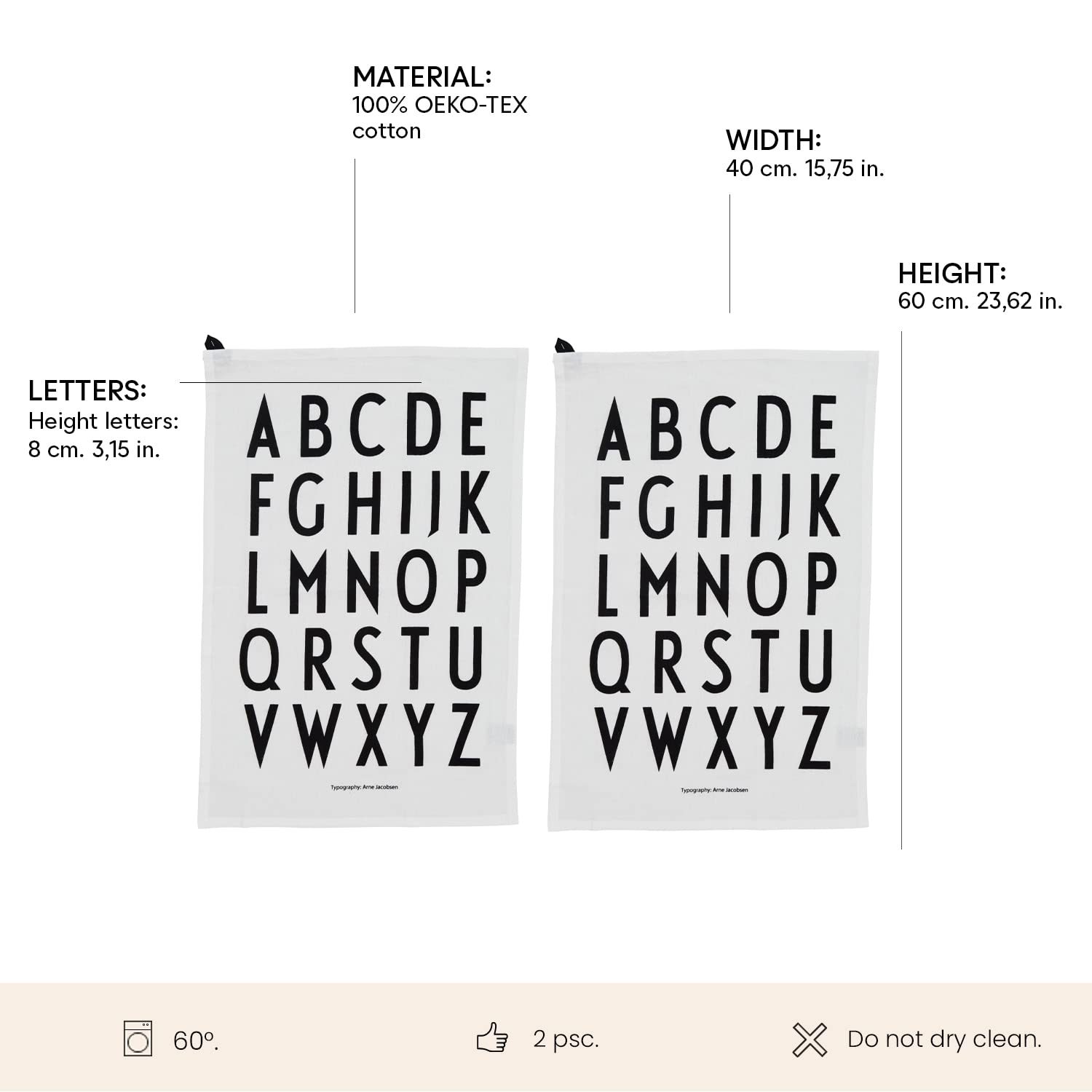 Design Letters Torchons De Cuisine En Coton 100% | Torchon