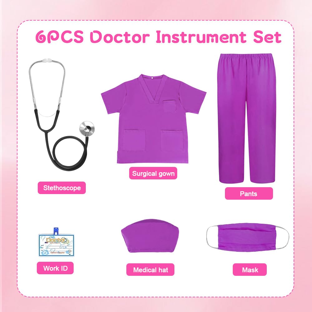 PLLYPE Doctor Costume for Boys Girls 6PCS Doctors Outfit Set including Accessories - Image 3