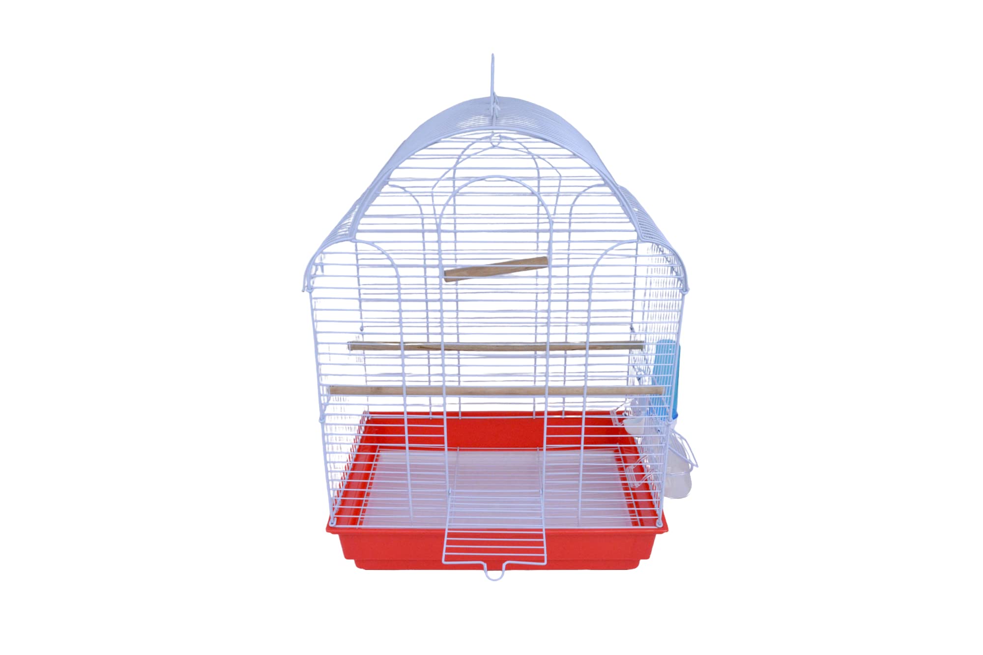 Pet's Solution - Gabbia per Uccelli come Canarini, Spaziosa e Robusta, con Fondo Estraibile, 1 Beverino, 2 Mangiatoie, 2 Posatoi in Legno e 1 Altalena - Rosso