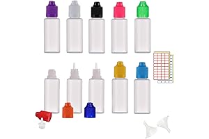 50 Pcs x 10ml Empty Vape Liquid Bottles with Mixed Caps and Tools