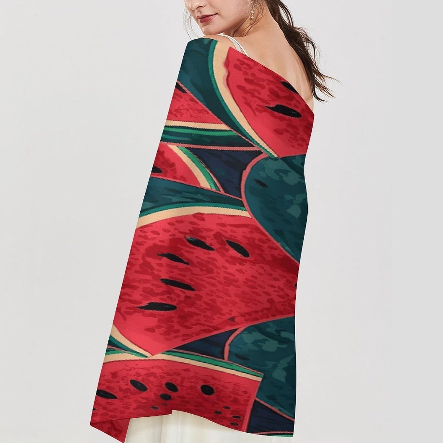 Red Watermelon Winter Scarf for Women Soft Tassel Scarves Oversized Wraps Long Shawl Cold Weather Thick Blanket Scarfs