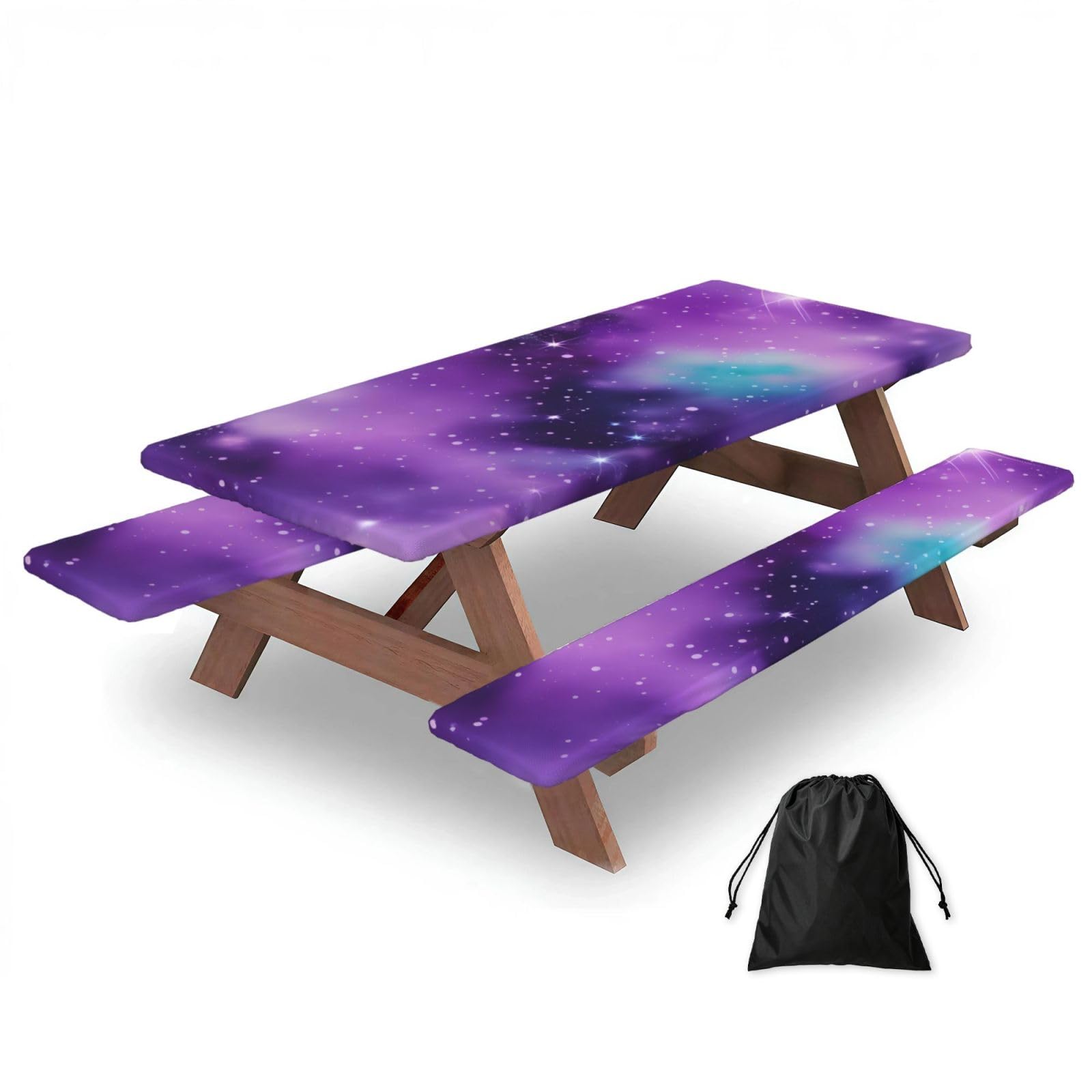 AYYQWE Magic Galaxy Sky Purple Print Picnic Table Bench Cover Outdoor Garden Party Decor Daily Accessory Gift