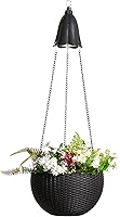 Vista 1 de Glitzhome Maceta colgante de plástico de 30 pulgadas de alto con luces solares, colgador de cesta negra con cadena para plantas