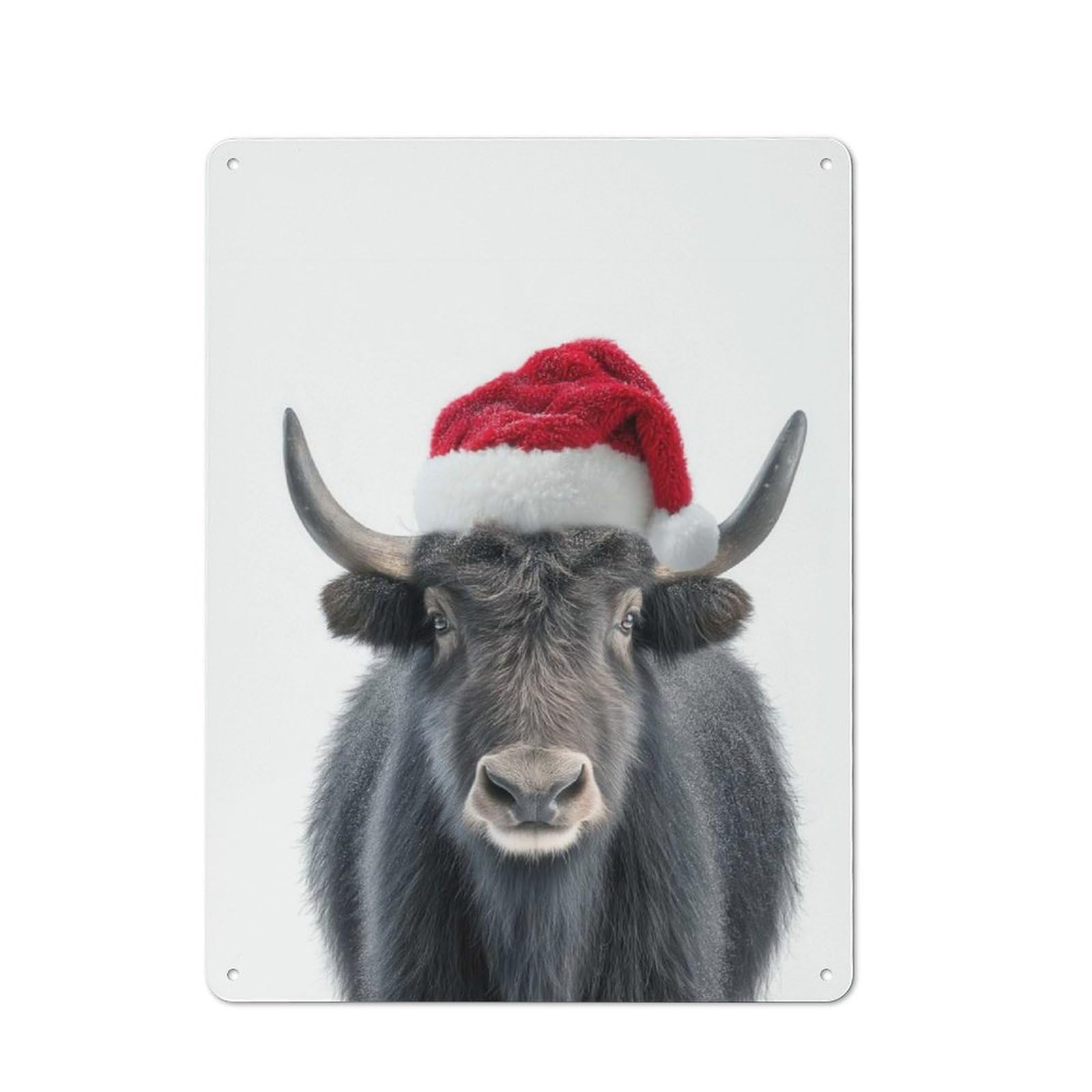 Junmoney Festive Christmas Yak With Santa Hat For Man Cave Or Games Room, Retro Tin Sign 40X30cm, A Christmas Gift For People Styling Man Cave And Games Room
