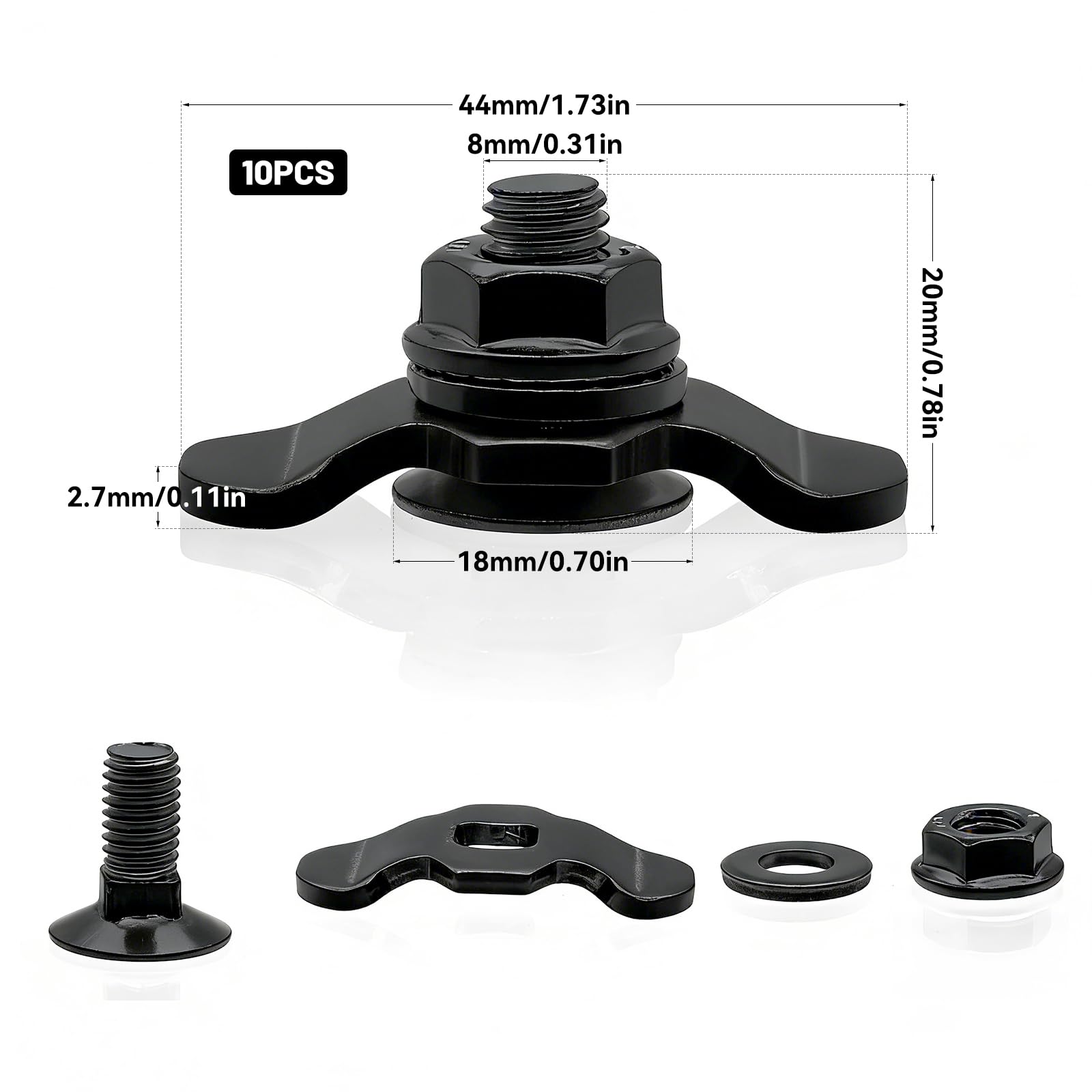 10 Stück Zubehör Airlineschiene Fitting Airline Schienen Zubehör M8 × 20MM 500daN Endbeschlag Schraubfitting für Airlineschiene Endfitting, Airlineschienen Schwarz (M8×20MM)