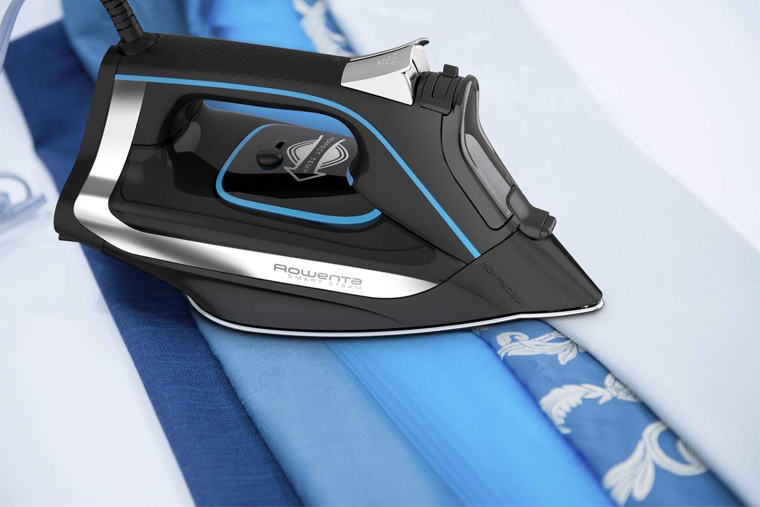 Rowenta Smart Steam Iron, Perfect Temp Technology, 35 Gram/Minute of Continuous Steam Output, DW3261U1, Auto Shutoff, Black