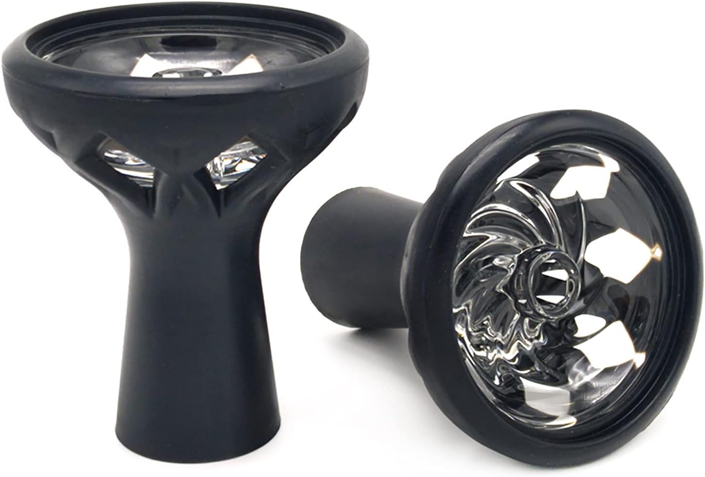 Silicone Hookah Bowl with Hurricane Crystal Glass Core with Wide Hole Easy Clean Faster Heat Up Flavor Saver fit Heat Management System 4.02 * 2.76 Inch(1pcs)