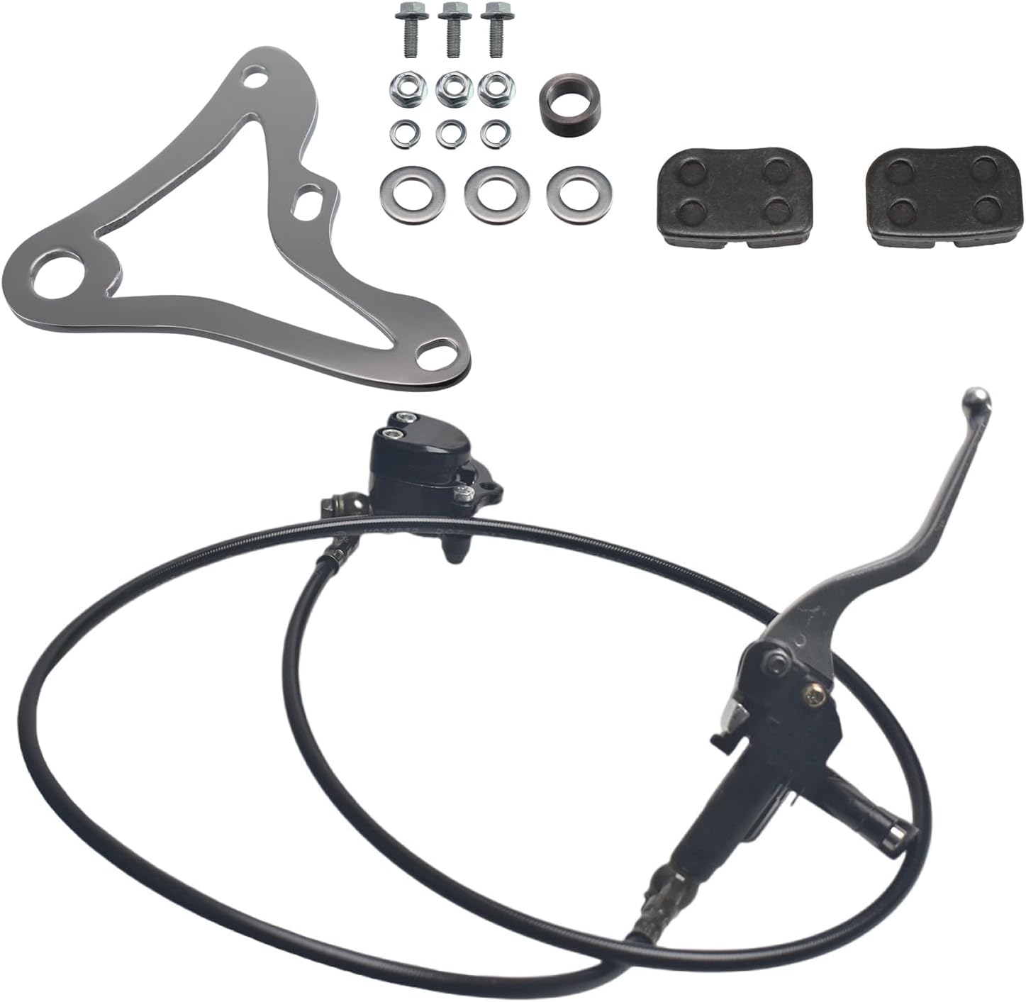 Hydraulic Brake Kit with Rear Caliper Bracket fit for Monster Moto 80cc/105cc for Coleman B100/RB100/RT100,GMB100 Mini Bike（Silver）