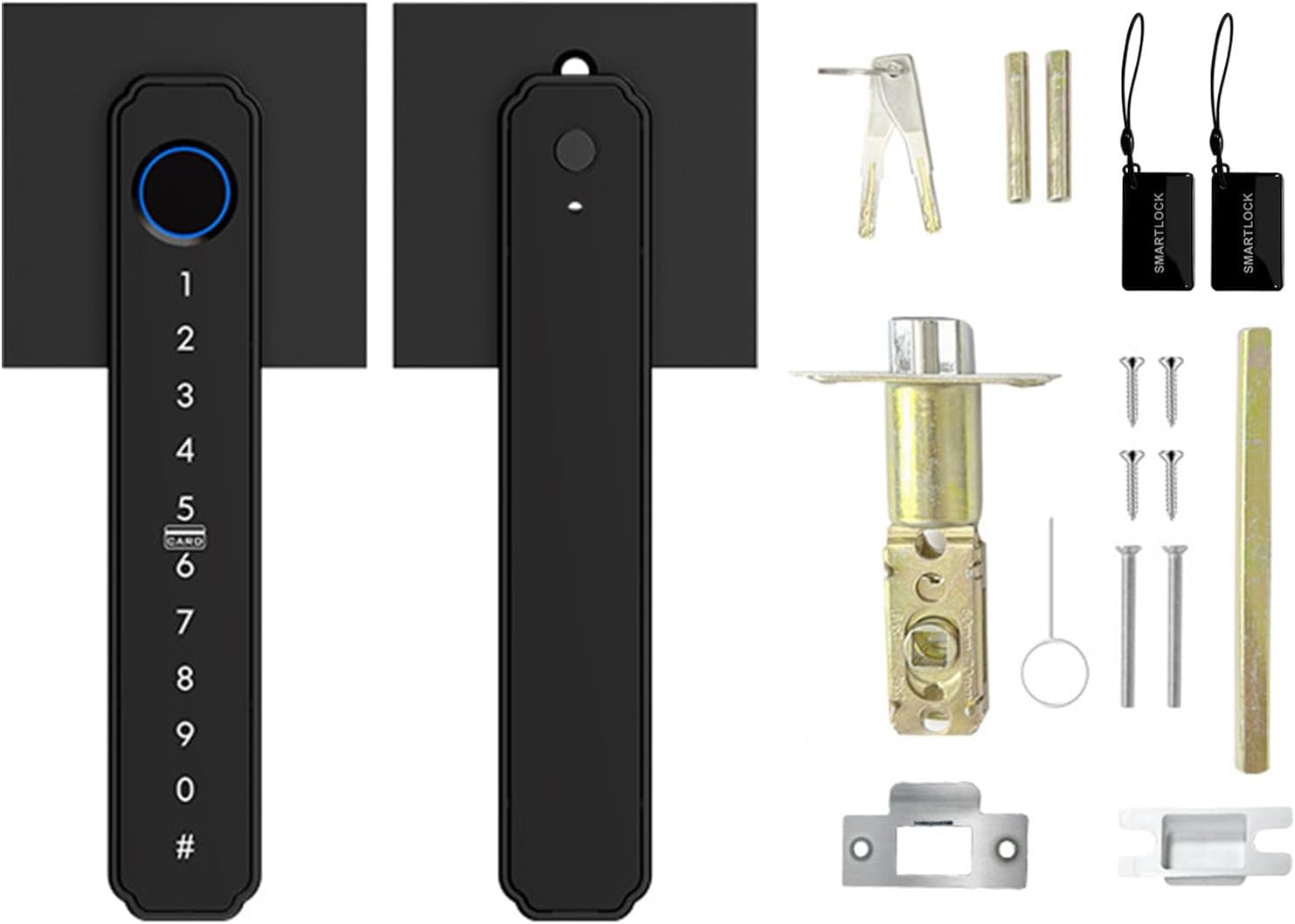Hilitand Smart Fingerprint Door Lock 5 in 1 Keyless Entry Biometric Lock Password Keypad IC Card for Home Apartment Office (Black)